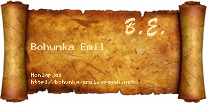 Bohunka Emil névjegykártya